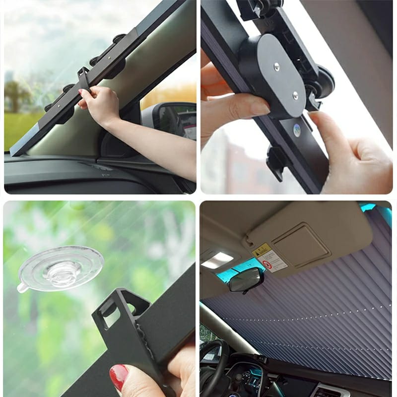 Car Retractoshade Retractable sunshade. Protects car interior from sun heat.