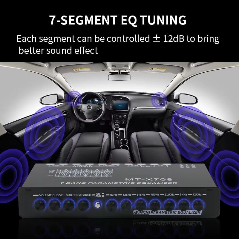 Professional 7 Band Car Equalizer Multifunctional Audio EQ Tuning Crossover Amplifier Parametric Equalizer Car Audio Equalizer