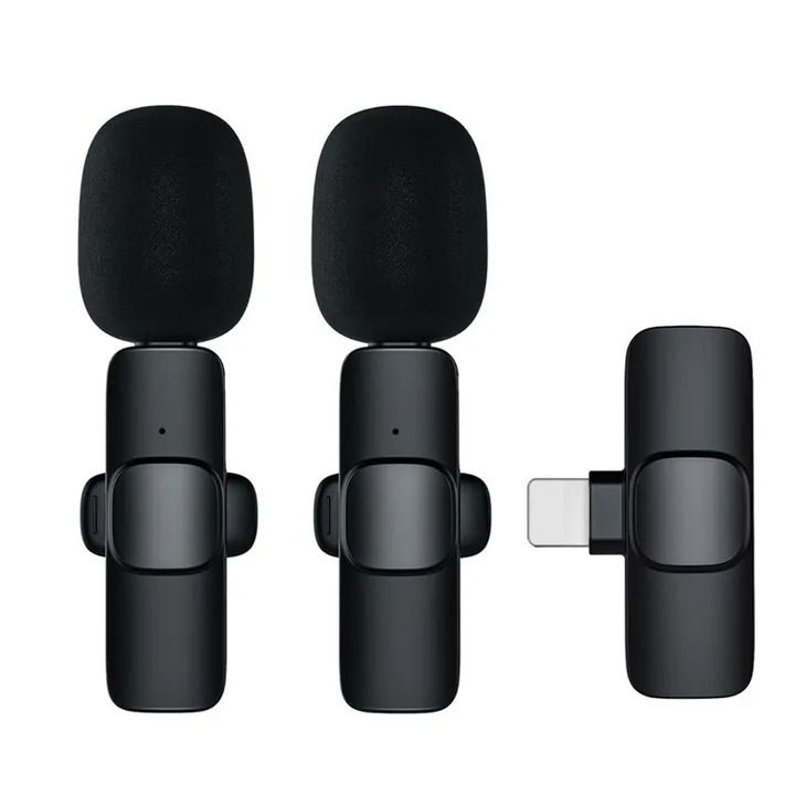 New Wireless Dual Bluetooth Microphone Portable Audio Video Recording Mini Mic for Phone Live Broadcast Gaming Phone Mic Black Type-C
