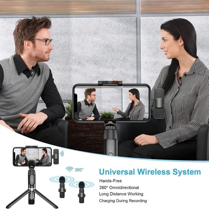 New Wireless Dual Bluetooth Microphone Portable Audio Video Recording Mini Mic for Phone Live Broadcast Gaming Phone Mic Black Type-C