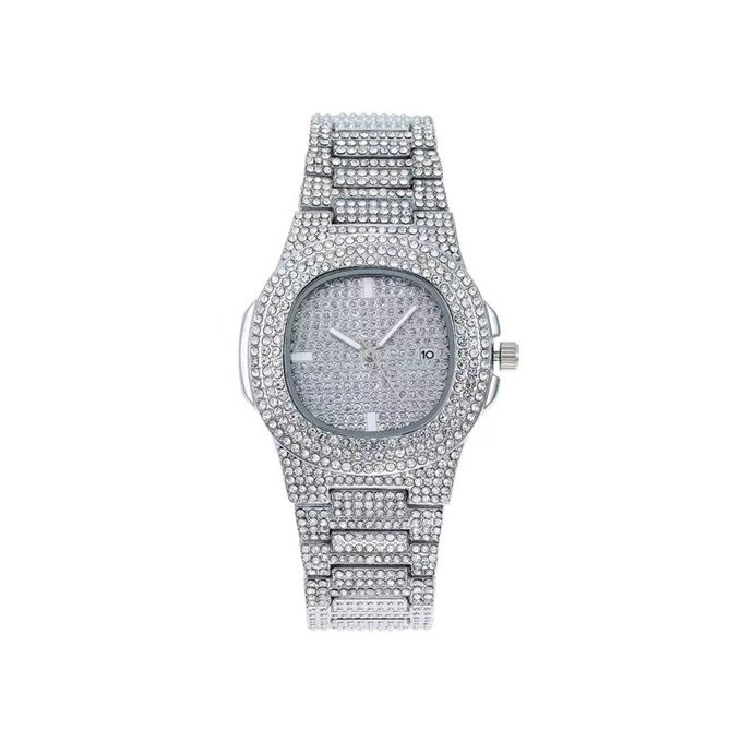 Luxury Unisex Watch Crystal Diamond Watches Big Face Women's Men's Quartz Watch Silver Color Rose Gold Color Stainless Steel Wrist Watch