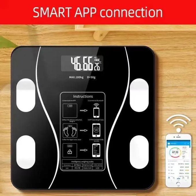 Bluetooth Bathroom Rechargeable Weighing Scale With Temperature CheckIntelligent Digital Bathroom Weigh Scale Body Fat Scale