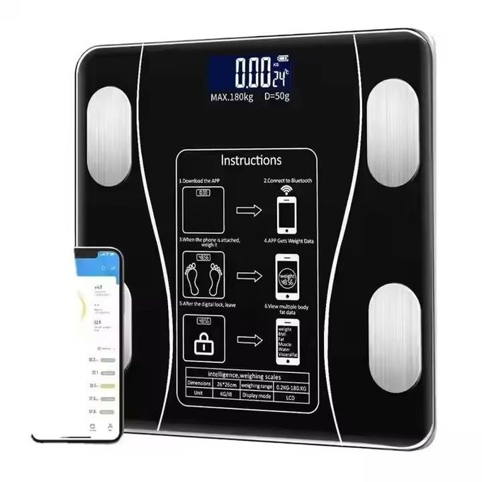 Bluetooth Bathroom Rechargeable Weighing Scale With Temperature CheckIntelligent Digital Bathroom Weigh Scale Body Fat Scale