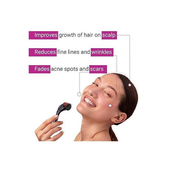 Derma Roller For Beard & Hair Growth, Anti Aging ,Removes Stretchmarks Boosts Minoxidil Absorption –DERMA ROLLER 540 Microneedling , Clearer Skin & Collagen Boost Anti-acne, Anti-aging, Antiwrinkle &