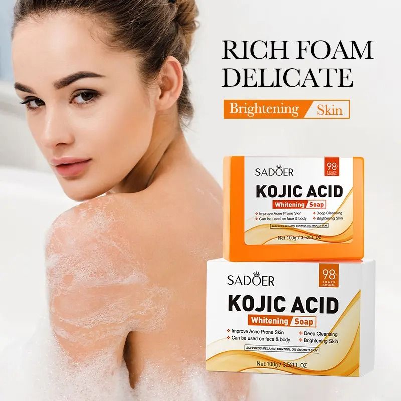 SADOER Kojic Acid Anti Acne Soap Oil Control Brightening Bar Soap Anti Dark Spot Dedicated Skin Deep Cleaning Bathing Soap