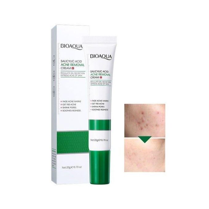 BIOAQUA 3 in 1,Salicylic Acid Acne Treatment,Oil Control Combo, Salicylic Cleanser+Salyclic Essence +Cream 20g Fades Acne Marks, Eliminates Pimples, Soothes Redness, Shrink Pores Black Heads, Pimples