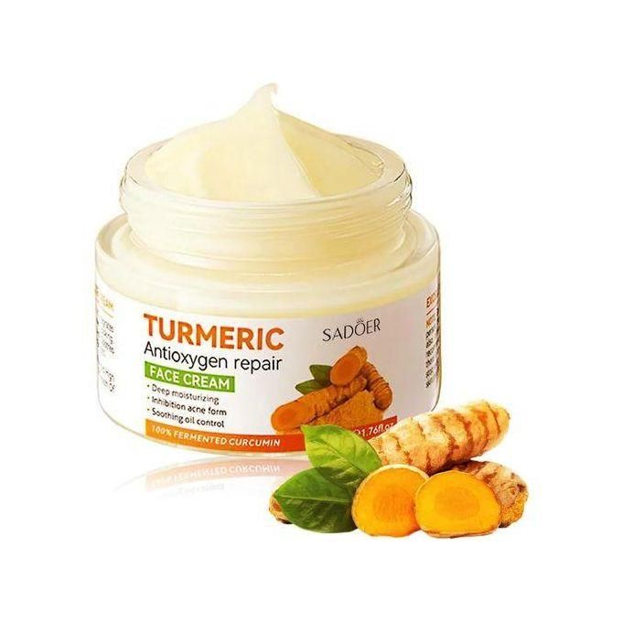 5 in 1 Turmeric Set, Tumeric Cleanser + Face Serum +Face Toner + Face Cream + Tumeric Soap, with brightening effect Helps in Preventing Acne, Sooth, Hydrate, Lighjten Acne Marks
