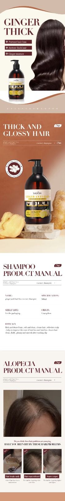 SADOER 2 in 1 Hair Shampoo+Anti Hair Loss Essense SERUM Treatment Shampoo Essence, Hair Growth Ginger Extract Beard Growth,Hair Growth, Anti Dandruffs Hair Moisturizing Hair Care Shampoo, Derma Roller