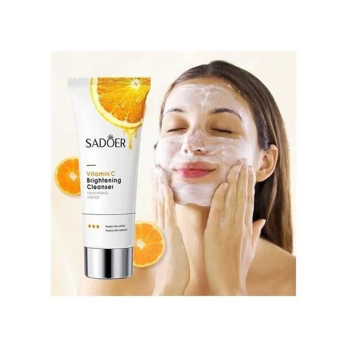 SADOER 5Pcs Skincare Vitamin C Whitening Skin Care Set: Face Cream + Serum + Eye Cream +Lip Balm & Cleanser Reduce Wrinkles, Smoothens Face, and Improves Skin Texture Set