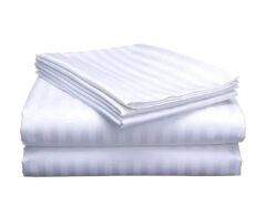 4pcs of 6*7 luxury cotton stripped bedsheets set (2pillowcases and 2pc bedsheets ) bedding set plain white