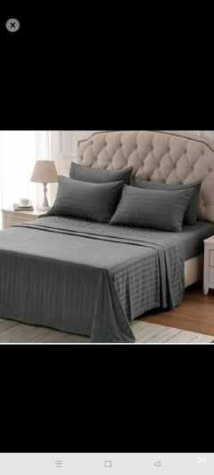 4pcs of 6*7 luxury cotton stripped bedsheets set (2pillowcases and 2pc bedsheets ) bedding set plain white