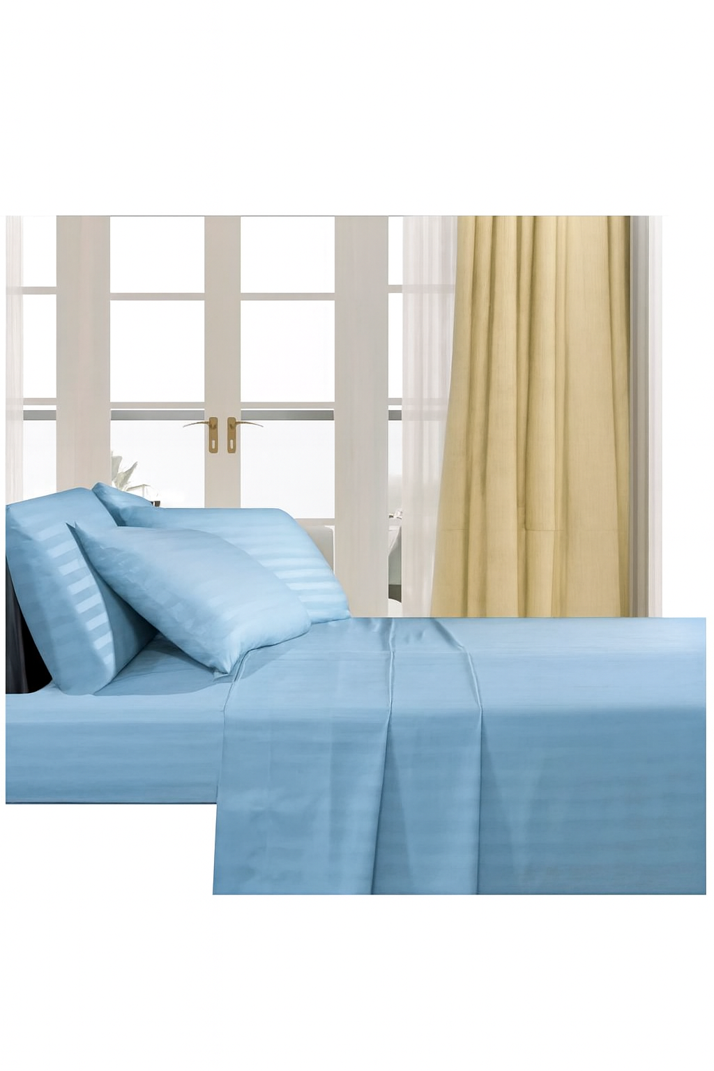 4pcs of 6*7 luxury cotton stripped bedsheets set (2pillowcases and 2pc bedsheets ) bedding set plain white