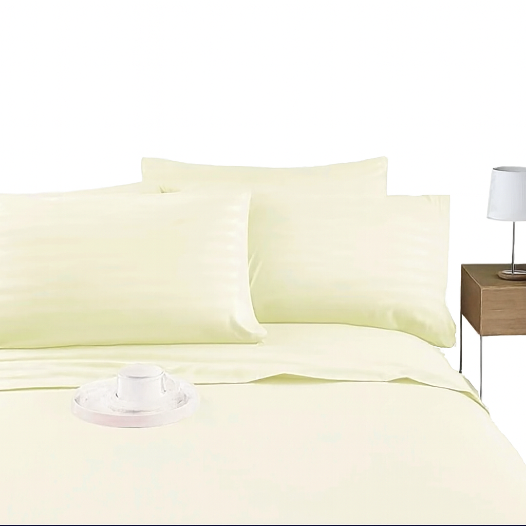 4pcs of 6*7 luxury cotton stripped bedsheets set (2pillowcases and 2pc bedsheets ) bedding set plain white