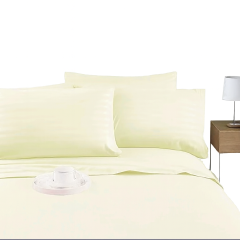 4pcs of 6*7 luxury cotton stripped bedsheets set (2pillowcases and 2pc bedsheets ) bedding set plain white