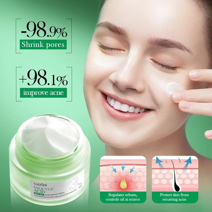 SADOER Salicylic Acid Serum + Cream For Face Shrink Pores, Gentle Exfoliating, Salicylic Acid For Anti Acne, Pimple, Spot, Blackhead Salicylic Acid Acne Treatment Essence
