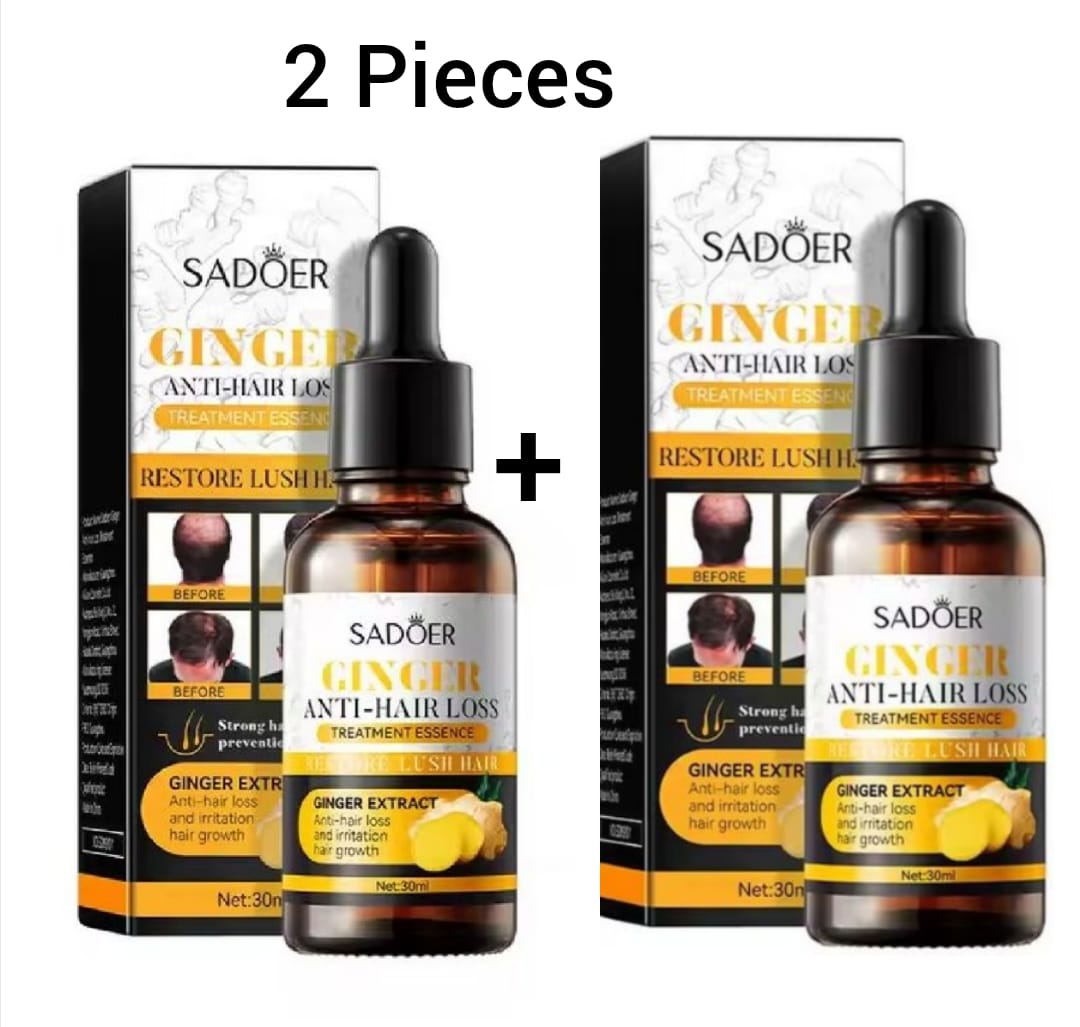 SADOER Anti Hair Loss Treatment Essence, Hair Growth Ginger Extract Beard Growth,Hair Growth, Anti Dandruffs Hair Moisturizing Hair Care Serum, Derma Roller Compliment In Anti Hair Loss