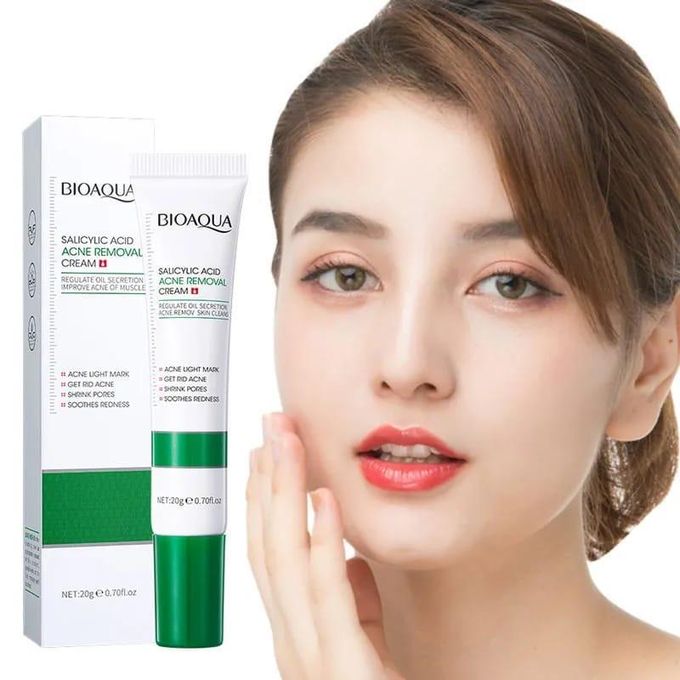 BIOAQUA 2  in 1,Salicylic Acid Acne Treatment,Oil Control Combo, Salicylic Cream 20 g +Salyclic Essence  Fades Acne Marks, Eliminates Pimples, Soothes Redness, Shrink Pores Black Heads, Pimples