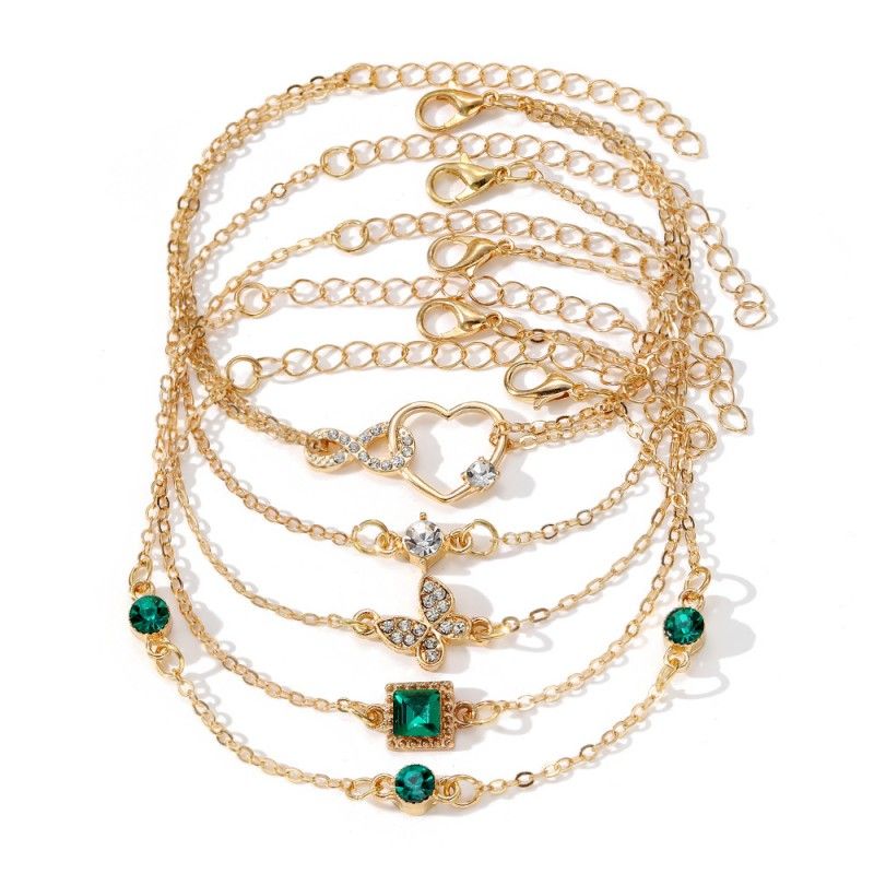 Bracelet Set Bracelet Woman Retro Diamond Square Bracelet Diamond Butterfly Love Bracelet Jewelry Accessory
﻿
