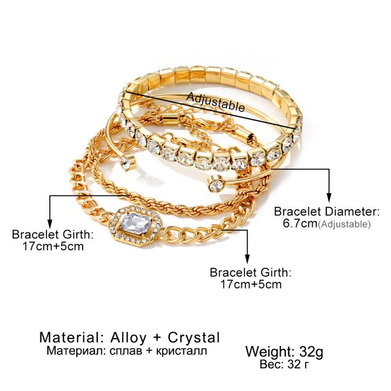 Bracelet Set Bracelet Woman Retro Diamond Square Bracelet Diamond Butterfly Love Bracelet Jewelry Accessory
﻿