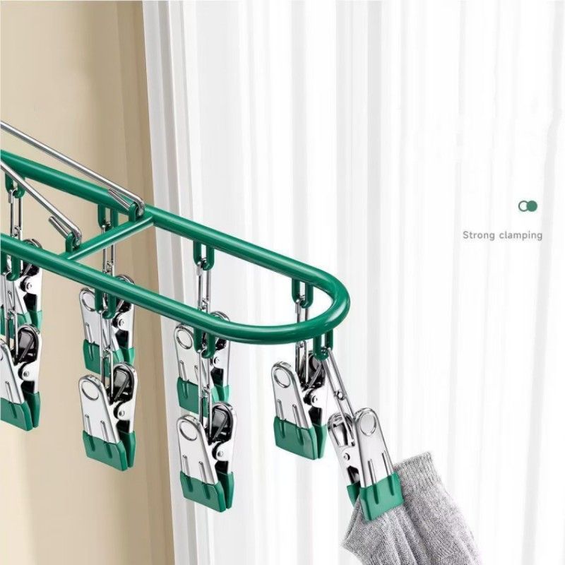 Stainless Steel Multi-purpose Clothes Hanger Windproof Traceless Household Clip Sock Rack Underwear Hanger Rack  Hanging Clothes Rack
