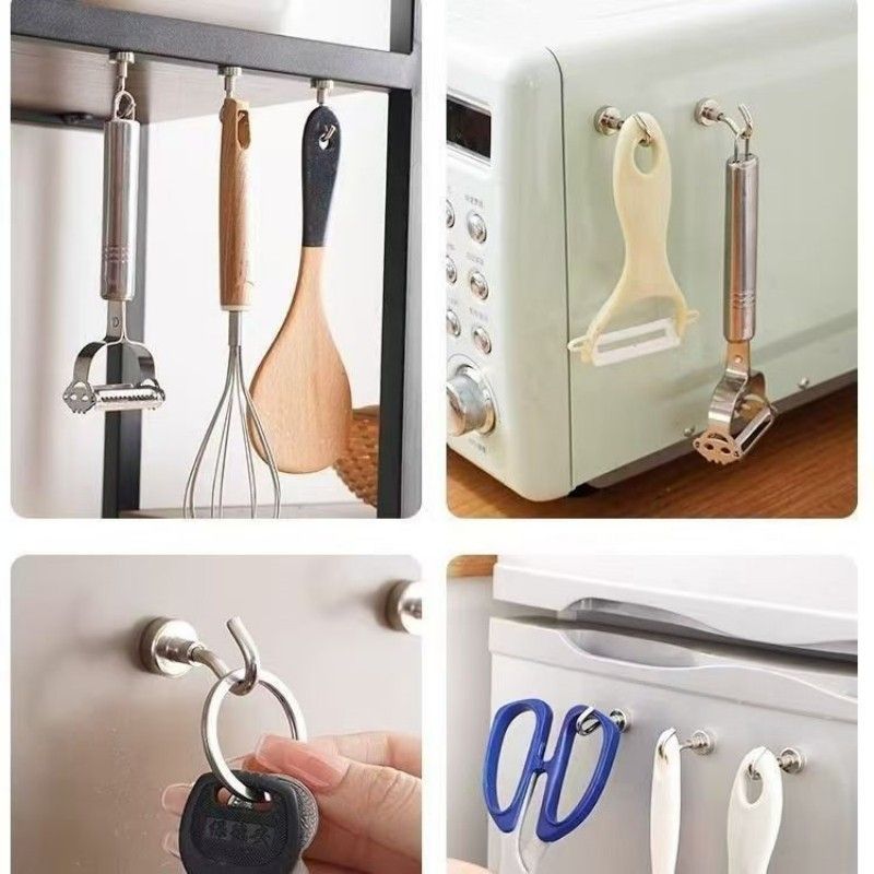 2PCS Magnetic Suction Hook Kitchen Refrigerator Storage Seamless  Hole Free Magnetic Suction Cup Holder Strong Magnetic Hook