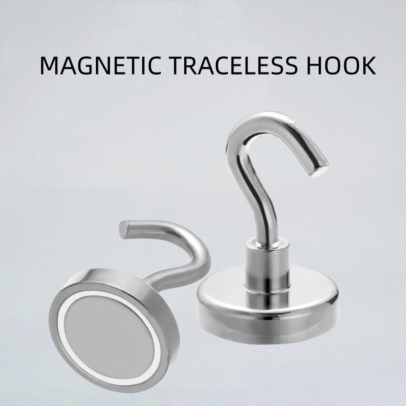 2PCS Magnetic Suction Hook Kitchen Refrigerator Storage Seamless  Hole Free Magnetic Suction Cup Holder Strong Magnetic Hook