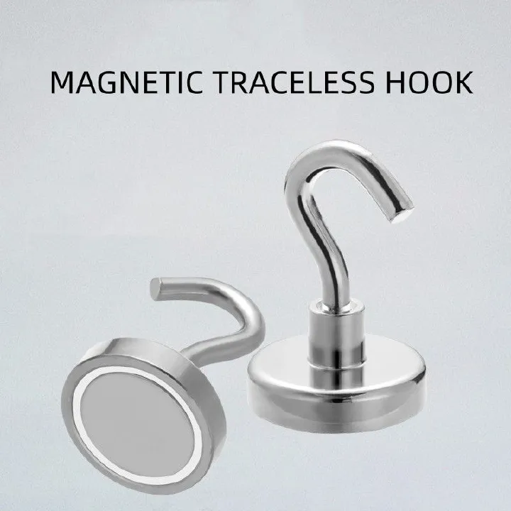 2PCS Magnetic Suction Hook Kitchen Refrigerator Storage Seamless  Hole Free Magnetic Suction Cup Holder Strong Magnetic Hook