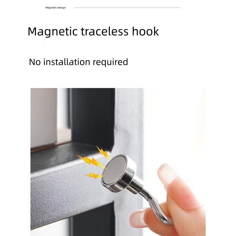 2PCS Magnetic Suction Hook Kitchen Refrigerator Storage Seamless  Hole Free Magnetic Suction Cup Holder Strong Magnetic Hook