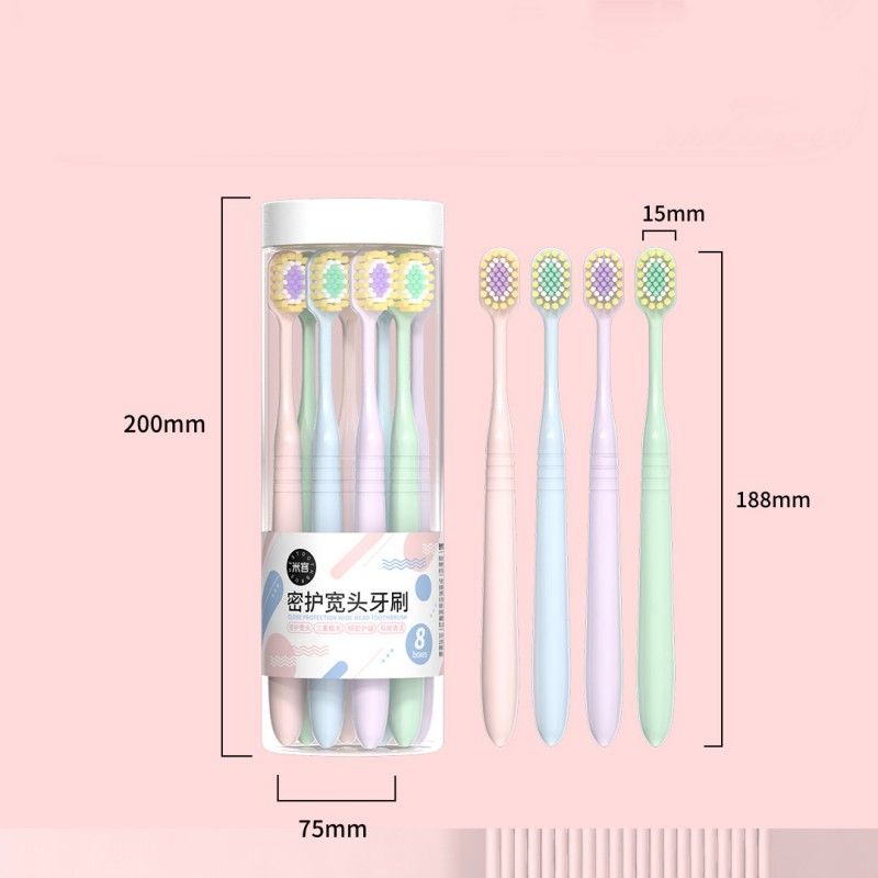 8PCS Adult Soft  Manual Toothbrushes Household Wide Head Personal Care Teeth Cleaning Tool Oral Care