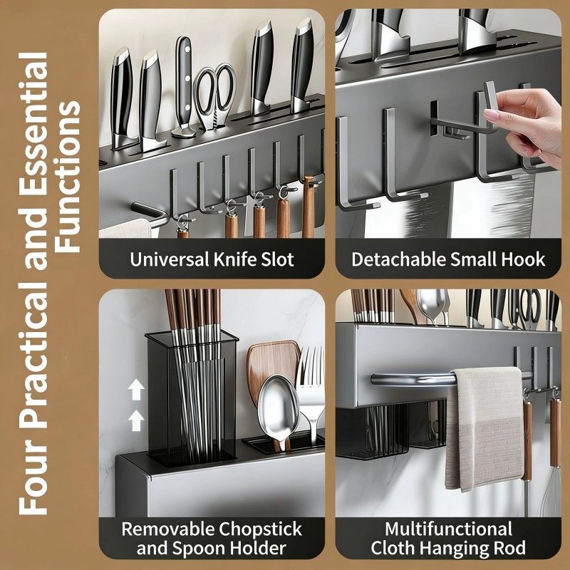 Non perforated ﻿Knife Blocks Knife Storag durable knife holder kitchen storage rack kitchen supplies multifunctional wall mounted chopstick tube vegetable cutting tool storage