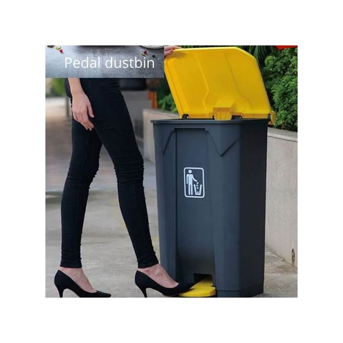 Bon Appetit Black And Yellow Pedal Waste Bin 100 Liters