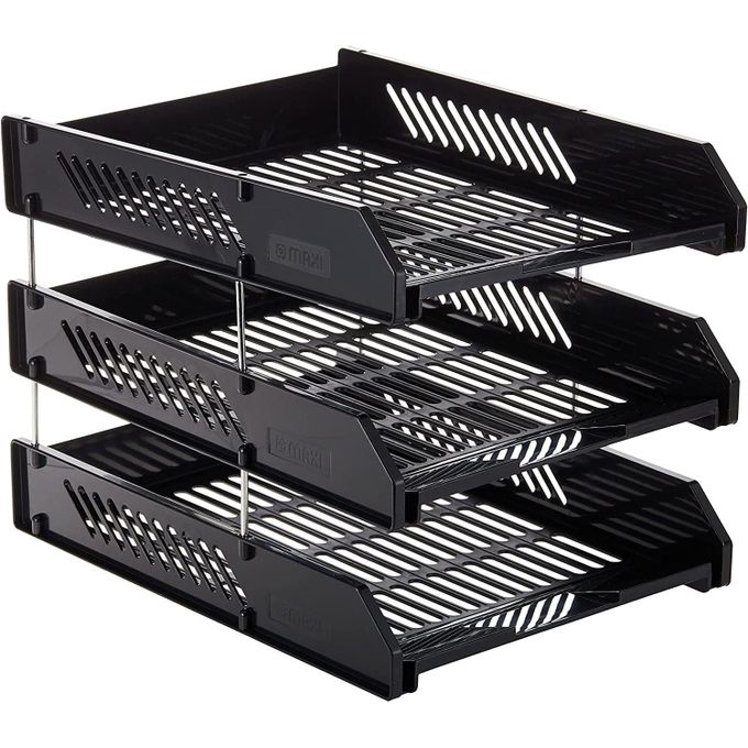 3 Tier Document Trey Letter Tray Side Load, Desktop File Organizer