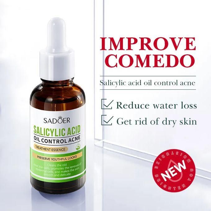 SADOER Salicylic Acid Serum for Face Shrink Pores, Gentle Exfoliating, Salicylic Acid for Anti Acne, Pimple, Spot, Blackhead Salicylic Acid Acne Treatment Essence_30ml