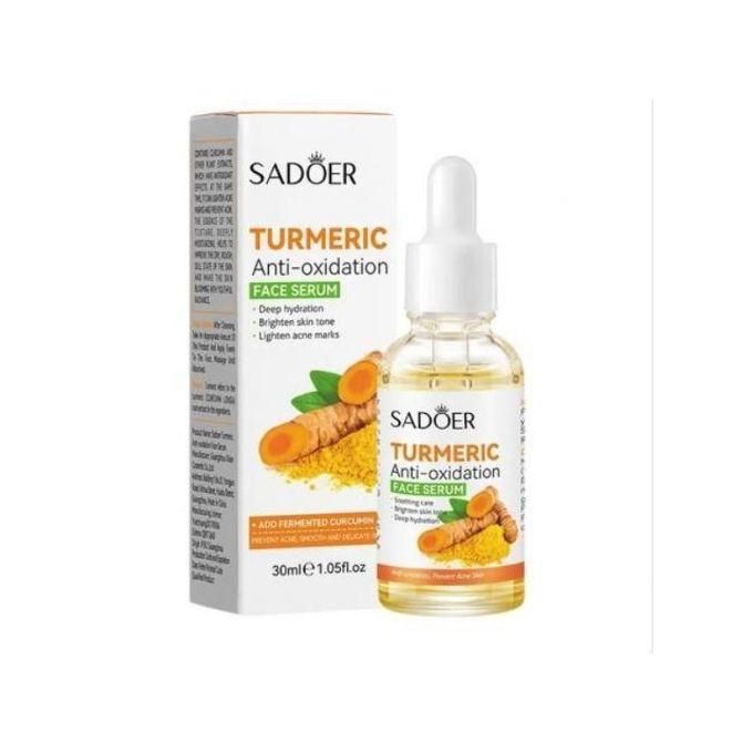 SADOER 9 Pieces Set Tumeric Moisturizing And Skin Glowing Skin Care Set: Turmeric Face Cream+Soap + Serum + 5 Face Masks + Face Cleanser For Treating Dark Spots, Anti-wrinkles, Smoothening Face & Impr