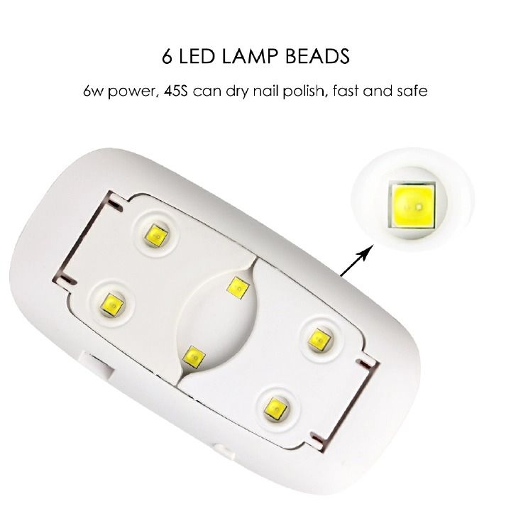Mini Nail Dryer Machine Portable 6 LED UV Manicure Lamp Home Use Nail Lamp for Drying Polish Varnish With USB Cable LED UV Nail Gel Polish Dryer Lamp Light Machine view 7