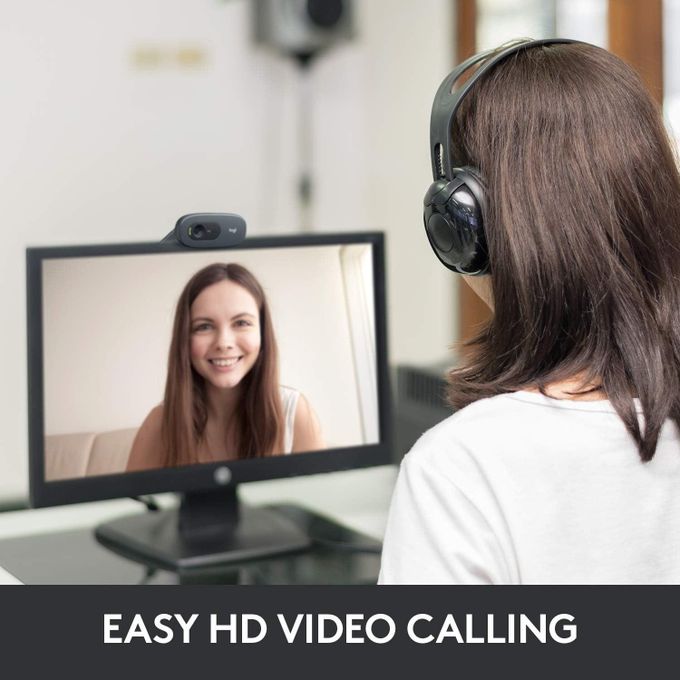 Logitech C270 HD Webcam, HD 720p/30fps, Widescreen HD Video Calling, HD Light Correction, Noise-Reducing Mic, Streaming, For Skype, FaceTime, Hangouts, WebEx, PC/Mac/Laptop/Macbook/Tablet - Black