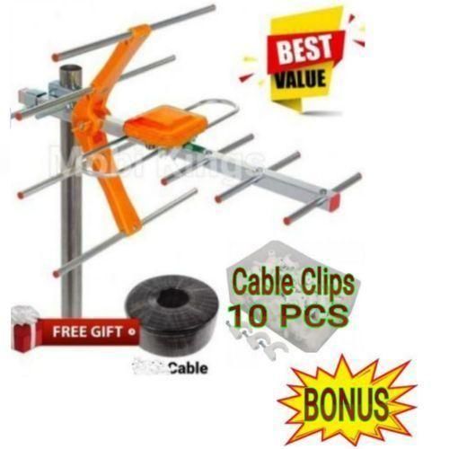 Aerial Universal Standard Digital TV Strong Signal Receiver Antenna For Hisense, Vision, Vitron 43" Smart Android Frameless TV Full HD + FREE GIFTS Cable , TV Cable Clips 10 Pcs