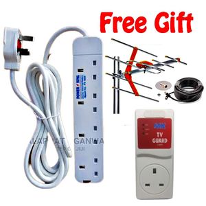 MK Highly Efficient TV Accessories TVGuard, TV Guard For Digital Smart Android TV With EXTRA BONUS 4 Way Power Extension, Digital Smart Android TV Aerial Antenna & Coaxial Cable