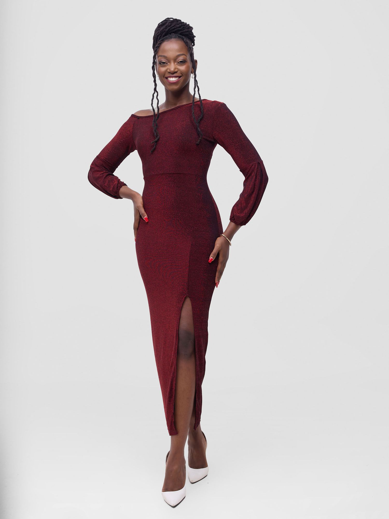 Dinner & Wedding Drop Shoulder Evening Gown Dress