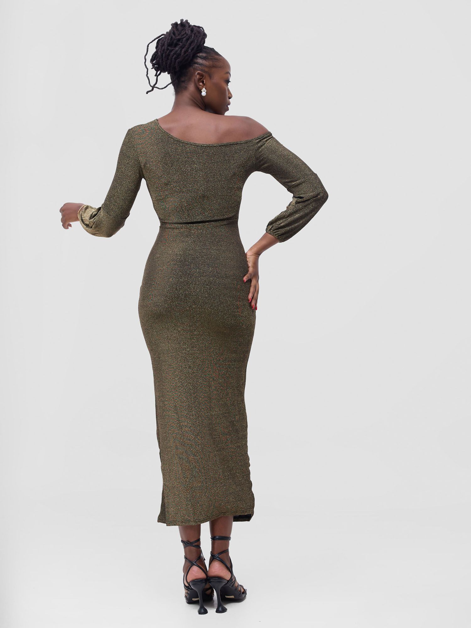 Dinner & Wedding Drop Shoulder Evening Gown Dress