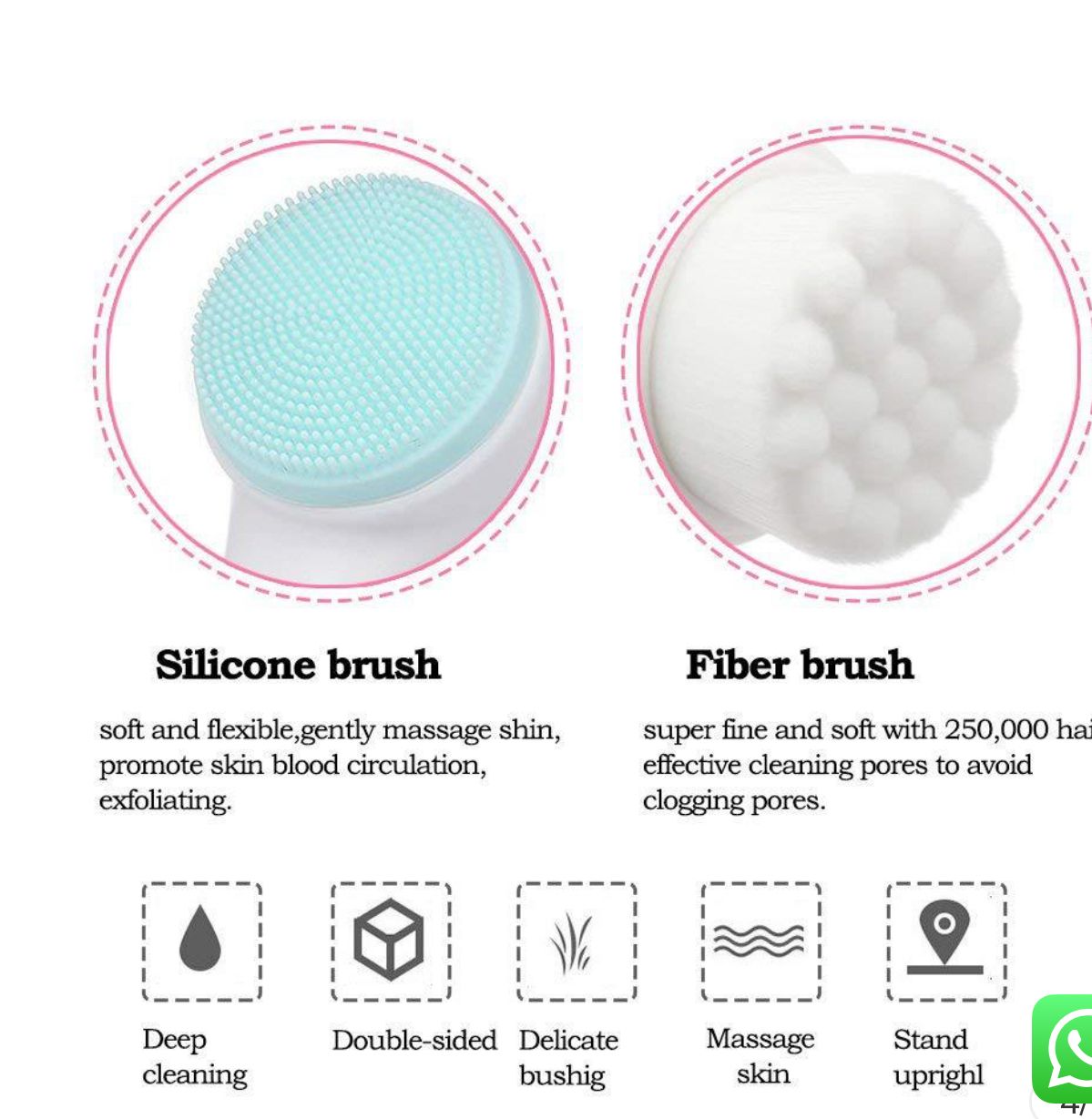 Double Sided Facial Cleansing Brush Silicone Face Skin Care Tool Massage Beauty