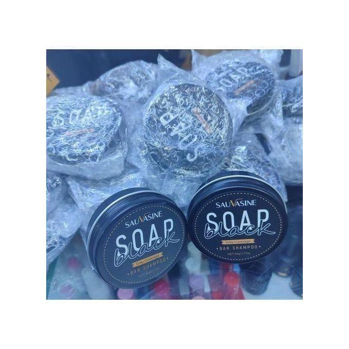 SAUVASINE black soap gray coverage bar shampoo 50g