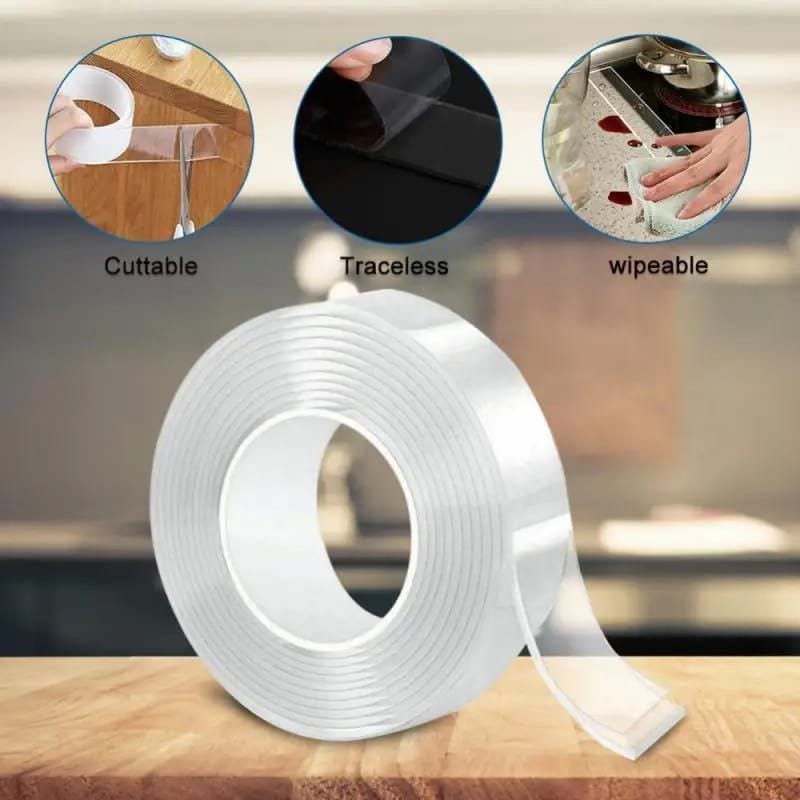 Magic Transparent Washable Magic Nano Tape Reusable Double-Sided Tape Adhesive Removable Glue Waterproof Wall Sticker Nano tape with box .(The Ultimate Reusable Solution for Mounting, Organizing,