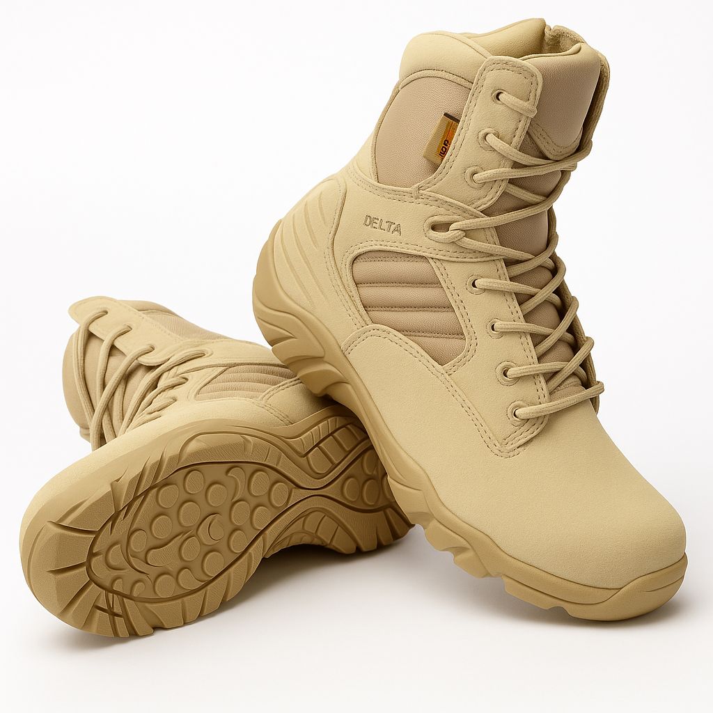 Men’s Stylish delta Combat-Inspired Black Leather Lace-Up Boots – Rugged, Durable & Trendy”