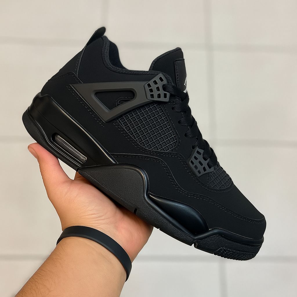 Sleek All-Black Air Style Jordan 4 Sneaker – Bold, Modern & Street-Ready  
Perfect for everyday wear with a premium edge.
