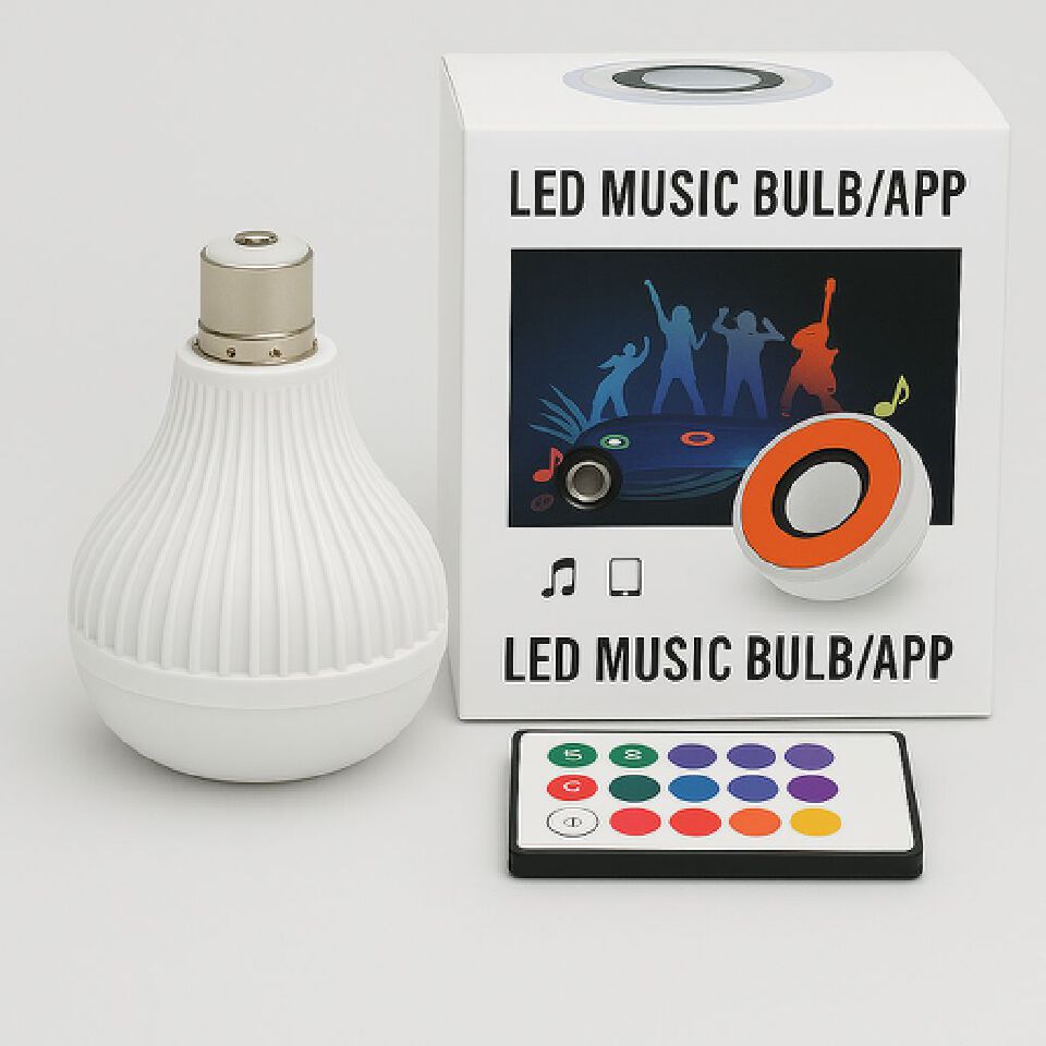 🎶 LED Music Bulb with Bluetooth Speaker 💡🔊 | RGB Color Changing Light 🌈 | Remote Control Included 🕹️ | App Control 📱 | Perfect for Party Vibes, Bedrooms & Living Rooms 🥳🏠