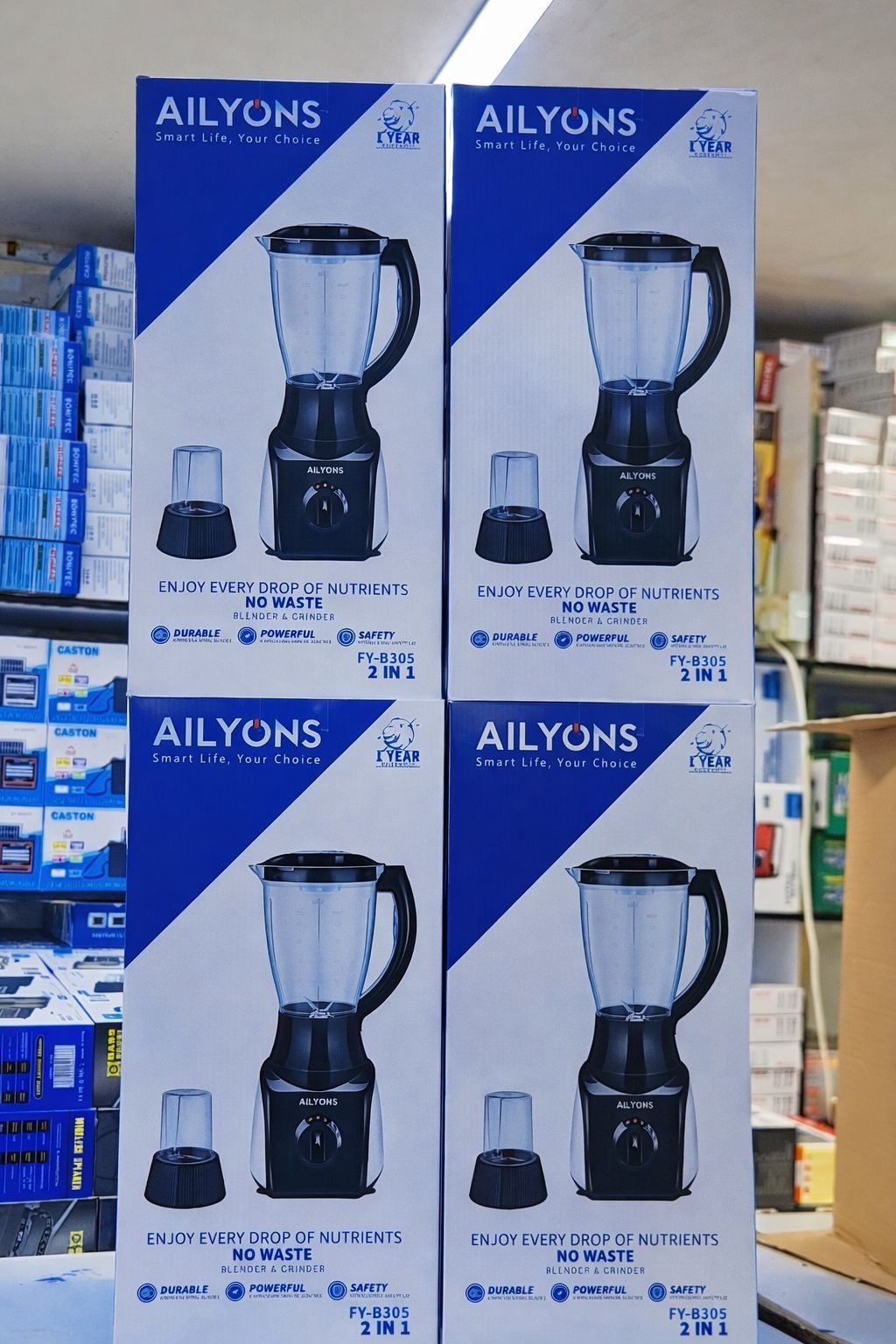 💙 AILYONS TYB-305 3-in-1 Blender & Grinder 🌀 | Powerful Motor ⚡ | Durable Build 🛡️ | Smoothie, Juice & Spice Ready 🍓🥜 | Sleek Navy Blue Finish ✨ | 1-Year Warranty Included ✅