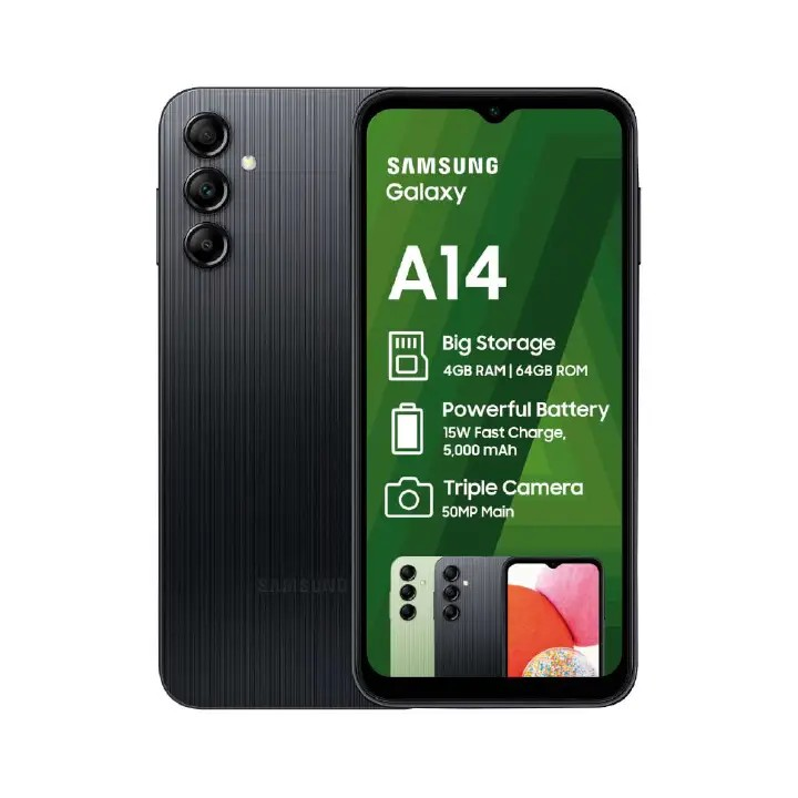 Samsung Galaxy A14 4G, 6.6", 64GB + 4GB RAM (Dual SIM), 5000mAh | Samsung Galaxy Phone | Smartphones