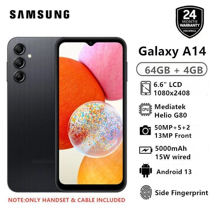 Samsung Galaxy A14 4G, 6.6", 64GB + 4GB RAM (Dual SIM), 5000mAh | Samsung Galaxy Phone | Smartphones