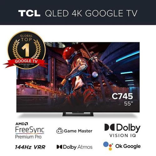 TCL 55'' C745 QLED 4K Ultra HD Smart Google Gaming TV With Dolby Vision & Dolby